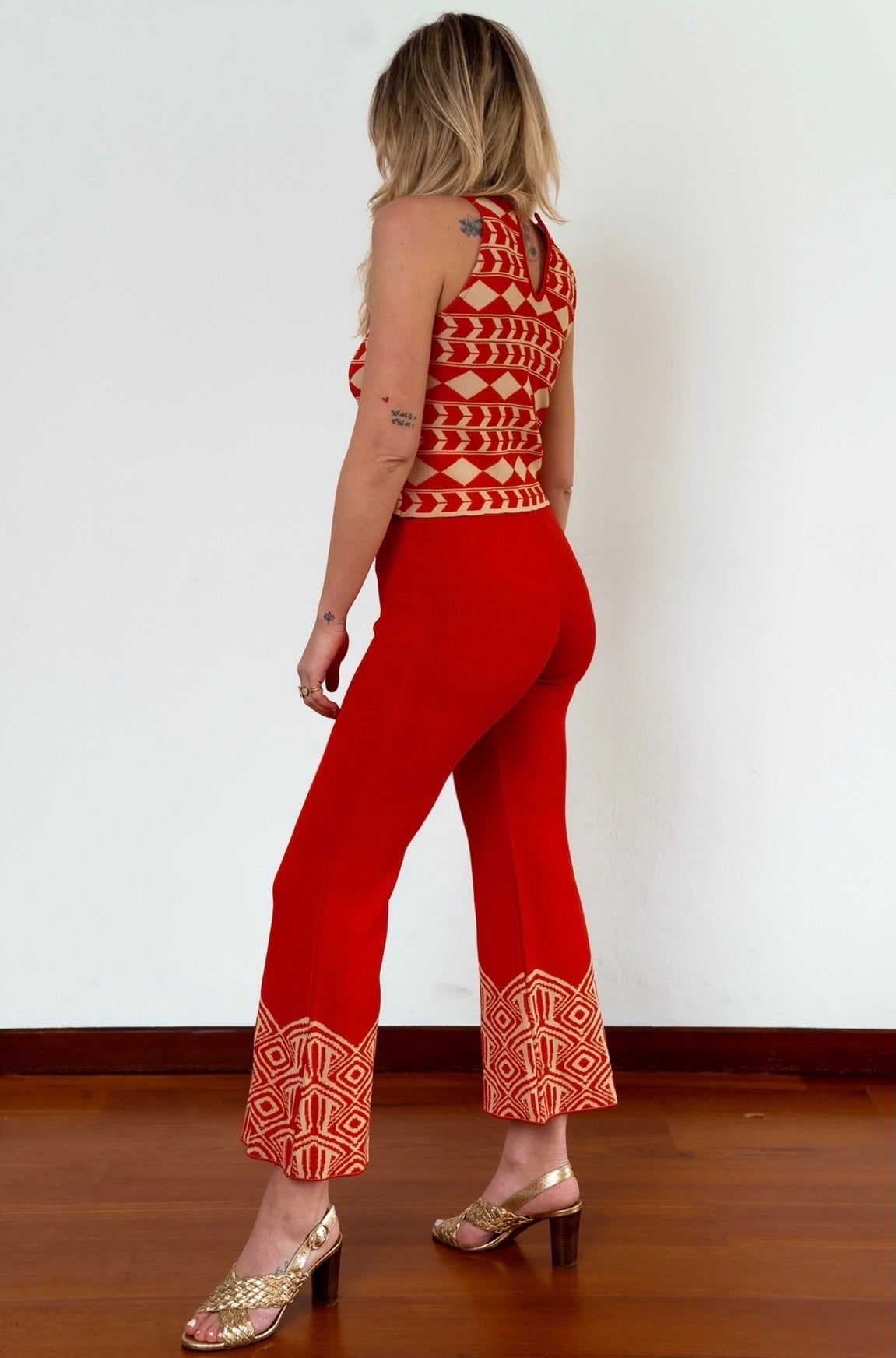 Pant noce Jaquard coral e corda